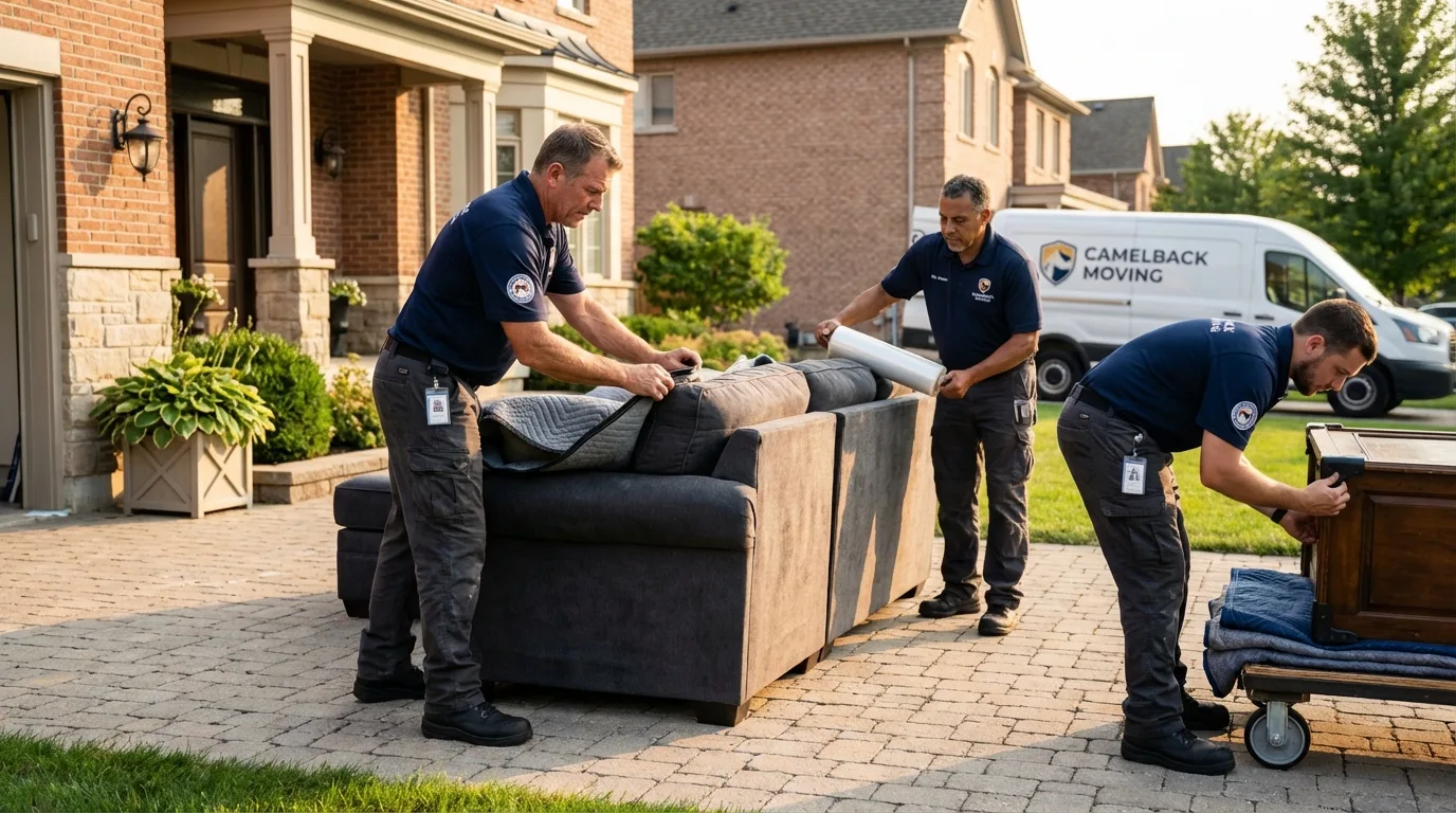 Large estate moving crew wrapping furniture in Topton, PA