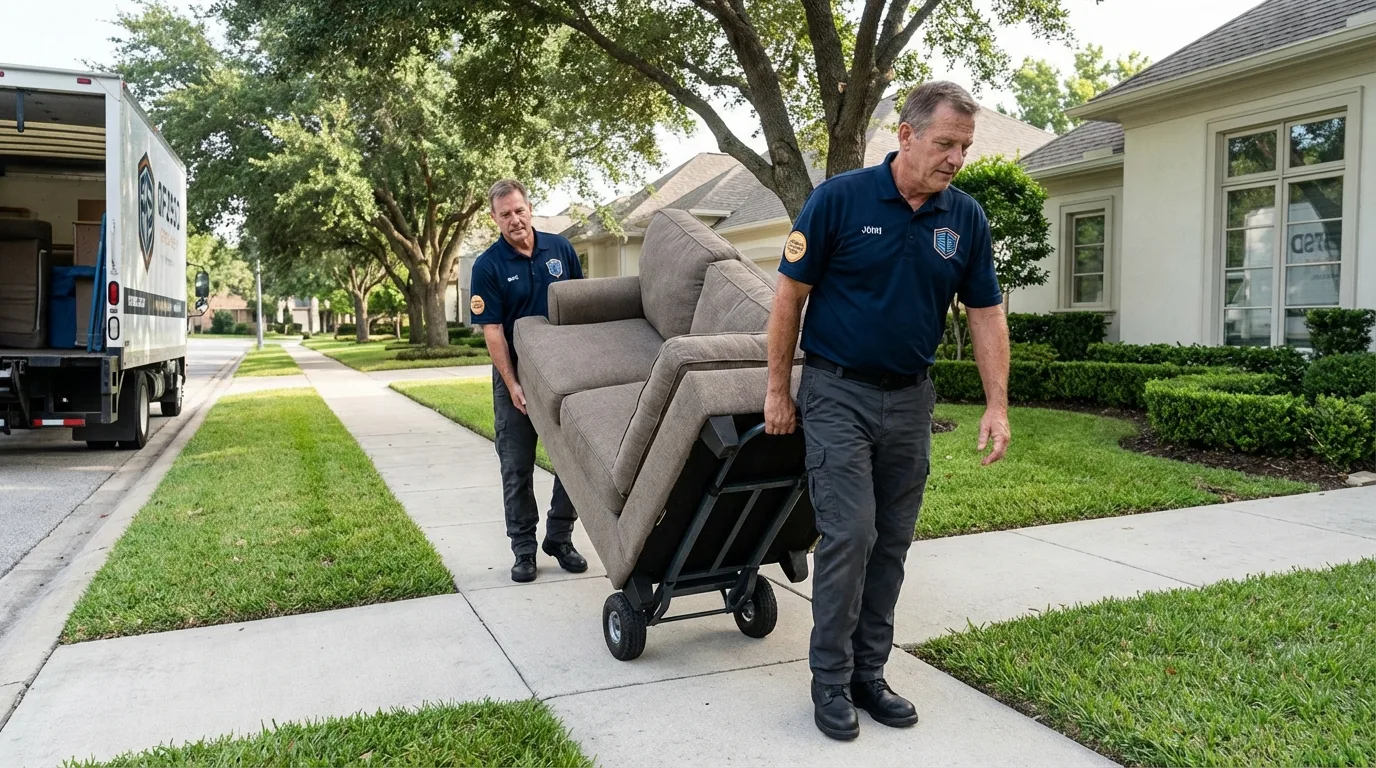 Local residential moving crew loading furniture in Topton, PA